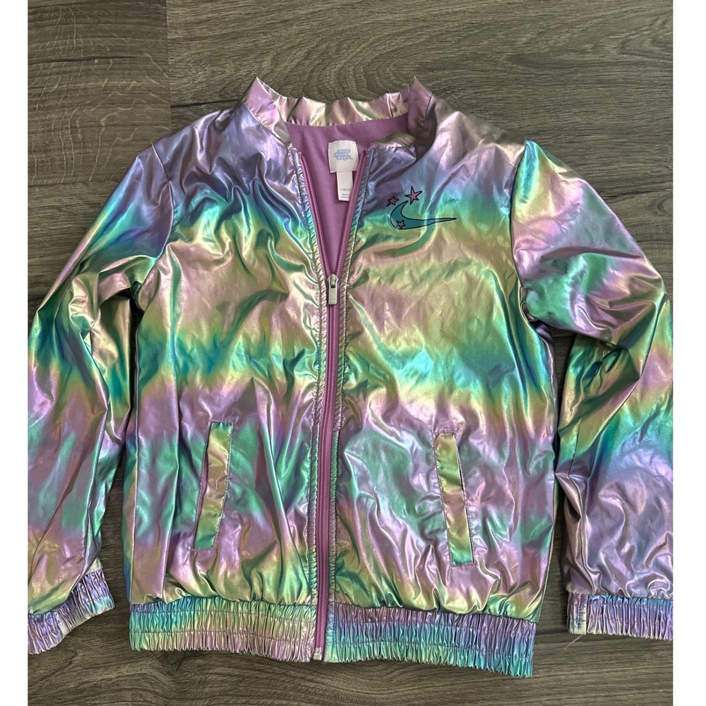 More Than Magic Girls Iridescent Metallic Bomber Jacket Size L 10/12